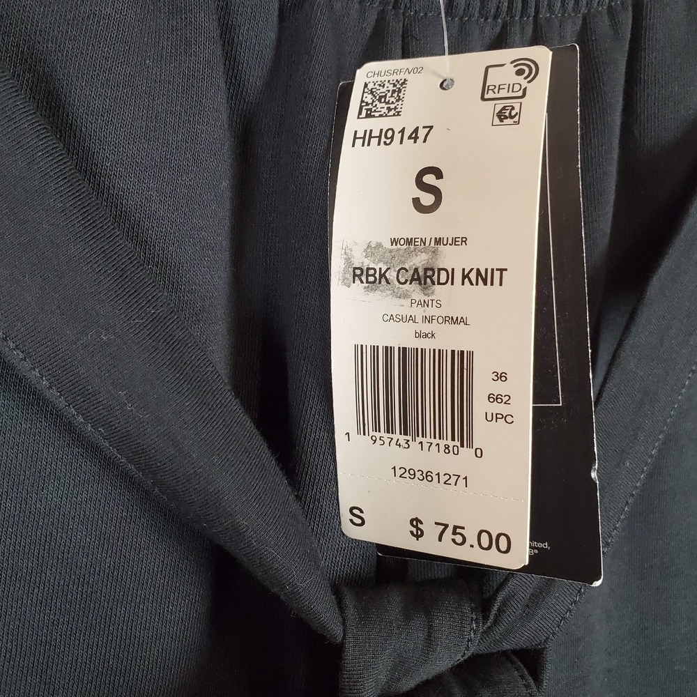 Reebok Cardi Knit Joggers Pants Womens Small Black Cotton Fleece Lined Casual - Picture 6 of 11